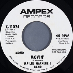 Mailer MacKenzie Band Movin' USED VINYL 7INCH 45 RPM SINGLE PROMO STEREO MONO