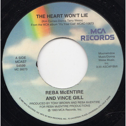 Reba McEntire The Heart Won't Lie Vinyl 7" USED