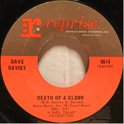 Dave Davies Death Of A Clown Vinyl 7" USED