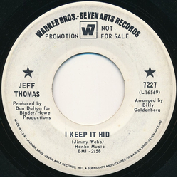 Jeff Thomas (2) I Keep It Hid / Happy Just To Be With You Vinyl 7" USED