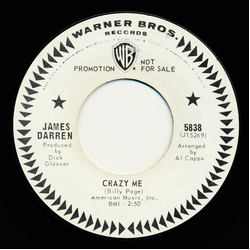 James Darren Crazy Me / They Don't Know Vinyl 7" USED