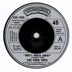 Four Tops Don't Walk Away Vinyl 7" USED