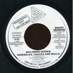 Solomon Burke Sidewalks, Fences And Walls USED VINYL 7INCH SINGLE PROMO