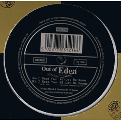 Out Of Eden I Need You / Let Me Know Vinyl 12" USED