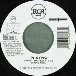 *NSYNC I Want You Back / Tearin' Up My Heart Vinyl 7" USED