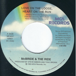 McBride & The Ride Love On The Loose, Heart On The Run Vinyl 7" USED
