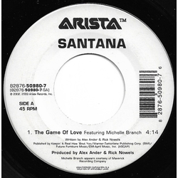 Santana / Michelle Branch The Game Of Love Vinyl 7" USED