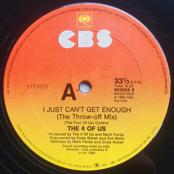 The 4 Of Us I Just Can't Get Enough Vinyl 12" USED