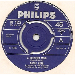 Bobby Hebb A Satisfied Mind Vinyl 7" USED