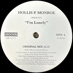 Hollis P. Monroe I'm Lonely Vinyl 12" USED