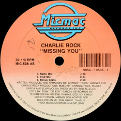 Charlie Rock Missing You Vinyl 12" USED