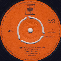 Andy Williams Can't Get Used To Losing You Vinyl 7" USED