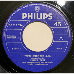 Frankie Valli You're Ready Now Vinyl 7" USED