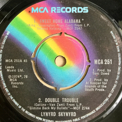 Lynyrd Skynyrd Sweet Home Alabama / Double Trouble / Free Bird Vinyl 7" USED