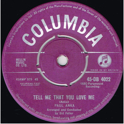 Paul Anka Tell Me That You Love Me Vinyl 7" USED