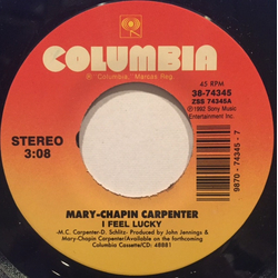 Mary Chapin Carpenter I Feel Lucky Vinyl 7" USED