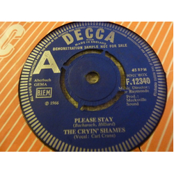 The Cryin' Shames Please Stay Vinyl 7" USED