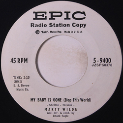 Marty Wilde My Baby Is Gone (Stop This World) / Angry Vinyl 7" USED