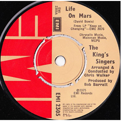 The King's Singers Life On Mars Vinyl 7" USED