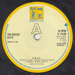 The Beach Boys It's O.K. Vinyl 7" USED