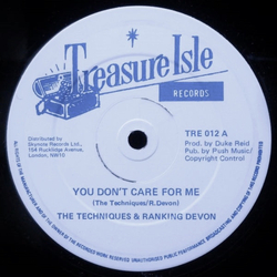 The Techniques / Ranking Devon You Don't Care For Me Vinyl 12" USED