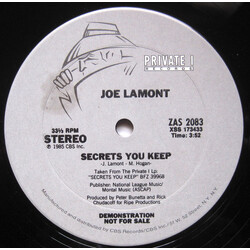 Joe Lamont Secrets You Keep USED VINYL 12INCH 33 S RPM PROMO