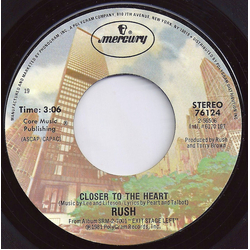 Rush Closer To The Heart Vinyl 7" USED