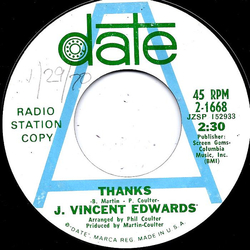 J. Vincent Edwards Thanks Vinyl 7" USED