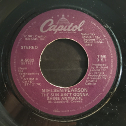 Nielsen Pearson Band The Sun Ain't Gonna Shine Anymore Vinyl 7" USED