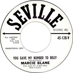 Marcie Blane You Gave My Number To Billy / Told You So Vinyl 7" USED