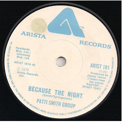 Patti Smith Group Because The Night Vinyl 7" USED