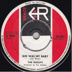 The Shouts She Was My Baby Vinyl 7" USED