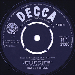 Hayley Mills Let's Get Together Vinyl 7" USED