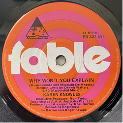 Karen Knowles Why Won't You Explain Vinyl 7" USED