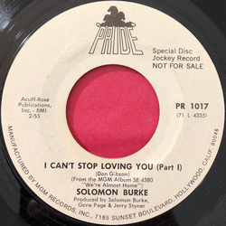 Solomon Burke I Can't Stop Loving You Vinyl 7" USED