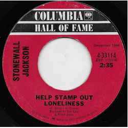 Stonewall Jackson Help Stamp Out Loneliness / Don't Be Angry Vinyl 7" USED