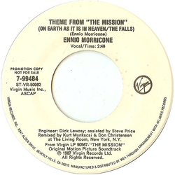 Ennio Morricone Theme From "The Mission" (On Earth As It Is In Heaven / The Falls) Vinyl 7" USED