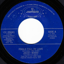 Jacky Ward Fools Fall In Love / Big Blue Diamond Vinyl 7" USED