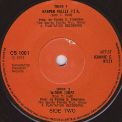 Jeannie C. Riley Harper Valley P.T.A. / Widow Jones Vinyl 7" USED