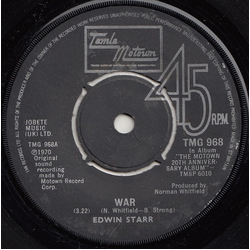 Edwin Starr / R. Dean Taylor War / Indiana Wants Me Vinyl 7" USED