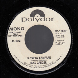 Max Greger Olympia Fanfare USED VINYL 7INCH 45 RPM PROMO STEREO MONO