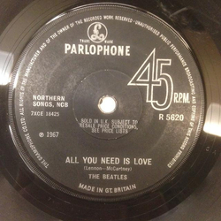 The Beatles All You Need Is Love Vinyl 7" USED