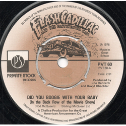 Flash Cadillac & The Continental Kids Did You Boogie With Your Baby (In The Back Of The Movie Show) Vinyl 7" USED