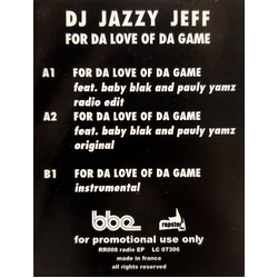DJ Jazzy Jeff For Da Love Of Da Game Vinyl 12" USED