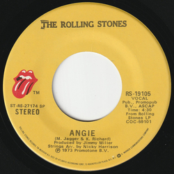 The Rolling Stones Angie Vinyl 7" USED
