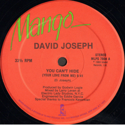 David Joseph You Can't Hide (Your Love From Me) Vinyl 12" USED