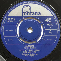 Dave Dee, Dozy, Beaky, Mick & Tich Zabadak! / The Sun Goes Down USED VINYL 7INCH 45 RPM MONO