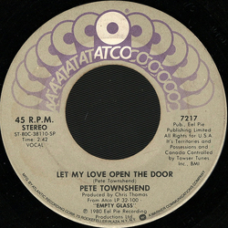 Pete Townshend Let My Love Open The Door / And I Moved Vinyl 7" USED