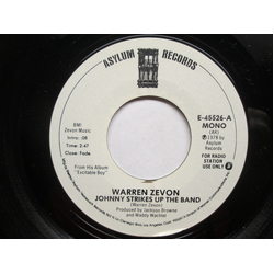 Warren Zevon Johnny Strikes Up The Band Vinyl 7" USED