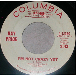 Ray Price I'm Not Crazy Yet Vinyl 7" USED